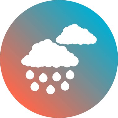 beyaz arkaplanda izole edilmiş modaya uygun düz biçimli yağmur simgesi.