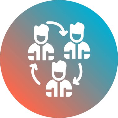 Takım vektör simgesi. Bu yuvarlak düz illüstrasyon düz mavi renkler kullanır ve beyaz arkaplanda izole edilir.