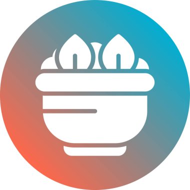 Uzun gölgeli beyaz saksı ikonu. Yeşil daire düğmesi. vektör.