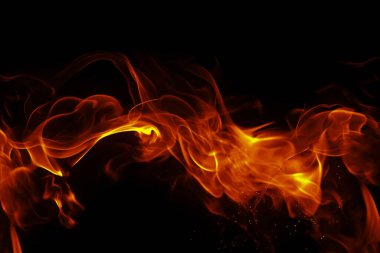Soyut ateş dokusu. Siyah arka planda ateş dokusu. Soyut yangın alevi arkaplanı