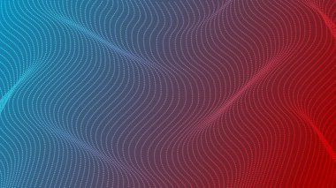 3D Yarım Tonlama Dalga Efekti. Tek renkli dalgalı arka plan. Basit doğrusal yarım ton dokusu. Mavi ve kırmızı vektör arka plan. Soyut dinamik dalgalı yüzey. Görsel 3 boyutlu etki. Hareketin yanılsaması.