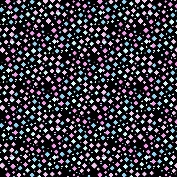 Küçük elmasların (eşkenar dörtgen) siyah bir arkaplanda yakın ve çapraz olarak dizilmiş bir deseni. Elmaslar farklı yoğunlukta pembe ve açık mavi renktedir. İzlenim modern ve dinamik..