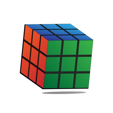 Beyaz arkaplana sarılmış Isometric Rubik Küpü