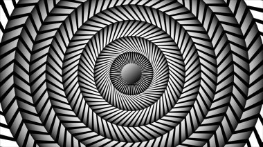 Soyut Dalgalı Zigzag Radyal Çizgiler Dairesel Optik İllüzyon Sanatı. Vektör