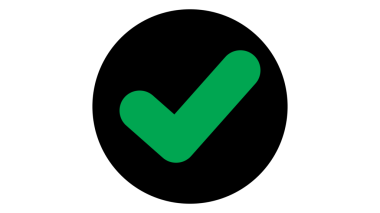 Şeffaf bir arkaplan üzerinde siyah bir daire ile yeşil işaretleme simgesi