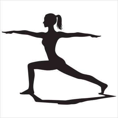 Dengeli Savaşçı Poz Siluet Yoga Fitness Çizimi