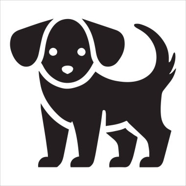 Sarkık Kulaklı Neşeli Yavru Köpek Silueti