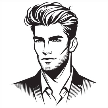 Minimalist Line Art Portraits of Men Style in Simplicity clipart