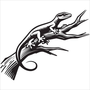 Gecko Ağaç Vektörüne Tırmanıyor