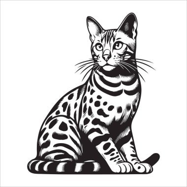 Bengal Kedi Çizgisi Çizim Vektörü 
