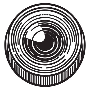 Minimalist Kamera Mercek Çizgi Sanat Vektörü