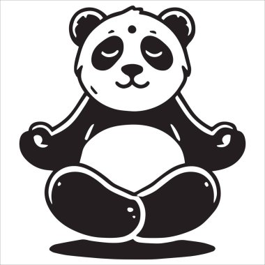 cute panda doing meditation yoga cartoon vector illustration clipart