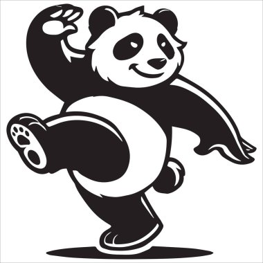 panda dancing silhouette vector clipart