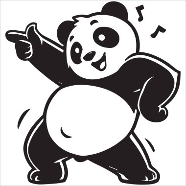 panda dancing silhouette vector clipart