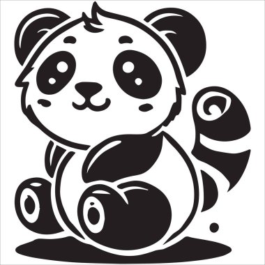 Panda Sitting Silhouette Vector clipart