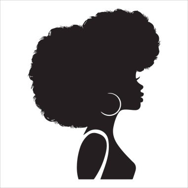 Afro kadın Clipart illüstrasyon Afro Kız siluet tasarımı