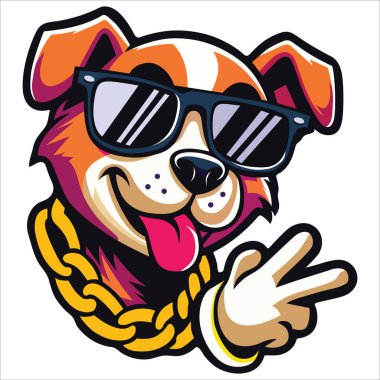 Graffiti Stili Hip Hop Köpek İllüstrasyonu 