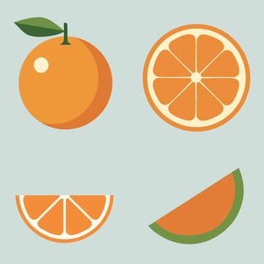 Dilimlenmiş ve Limonlu Meyve İllüstrasyonu