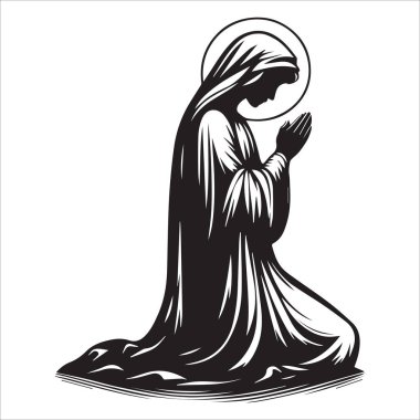 Dua eden Bakire Meryem vektör silueti tasarla 