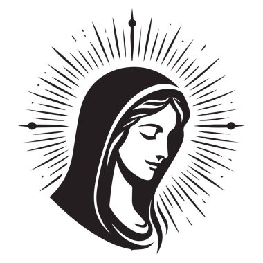  Dua eden Holly Mary 'nin silueti arkasında halo ışınıyla