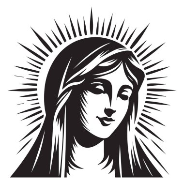  Dua eden Holly Mary 'nin silueti arkasında halo ışınıyla