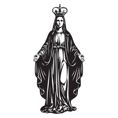 Bir Crown vektörü ile Bakire Meryem.