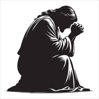 Dua eden İsa siluet vektör tasarımı