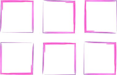 fuşya rengi pembe suluboya kare çerçeve set vektörü