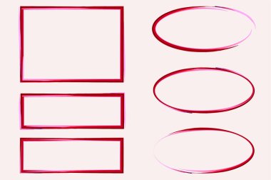 kırmızı pembe renkli sanat çerçeveleri koleksiyon kümesi vektörleri