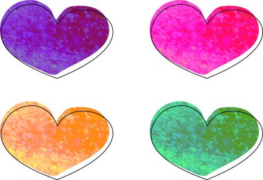 çok renkli soyut kalpler karalama vektörü