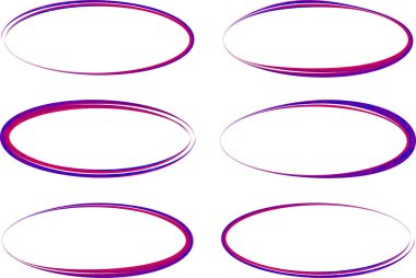 kırmızı mavi renkli soyut elips seti