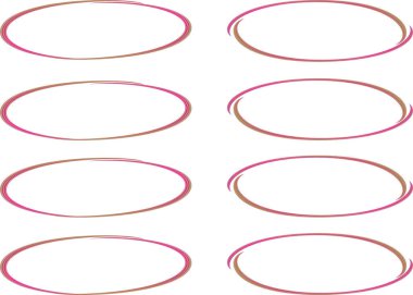 green pink abstract ellipse sketch frame set vector clipart