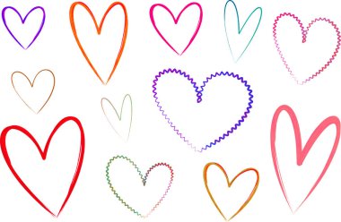 parlak renkli farklı kalpler vektörünü ayarla