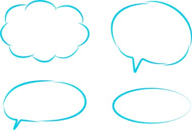 parlak açık mavi el çizilmiş konuşma baloncukları vektörü belirler