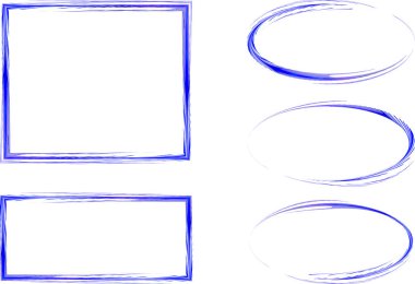 mavi karalama vuruş çerçeveleri koleksiyon kümesi vektörü