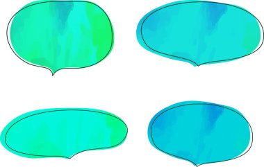 yeşil mavi renkli suluboya konuşma baloncukları vektörü belirler