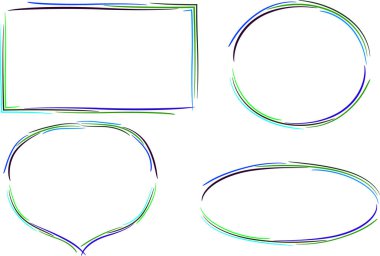 yeşil mavi renkli çizim siyah şekiller çerçeve belirleme vektörü