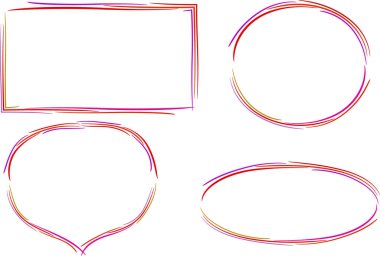 kırmızı renkli çizim farklı şekiller çerçeve ayarlama vektörü