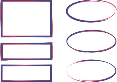 koyu mavi renkli sanat eseri çerçeve şekilleri koleksiyon seti