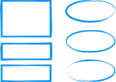 Açık mavi renkli sanat çerçeveleri, şekiller koleksiyon seti