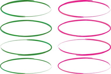 yeşil pembe renk koleksiyonu çizgi çizim elipsleri