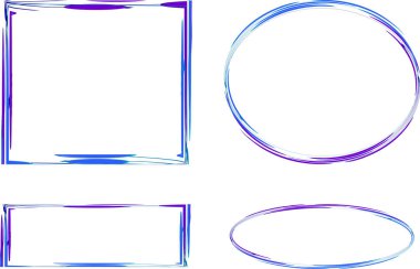 dekoratif mavi pirple renkli çerçeveler seti