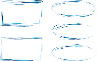 mavi renkli soyut çizgi desen çerçeveleri ayarlandı