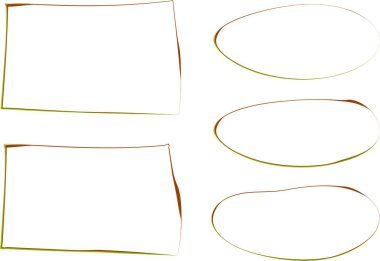 yeşil kahverengi düzensiz kareler ve oval çerçeveler