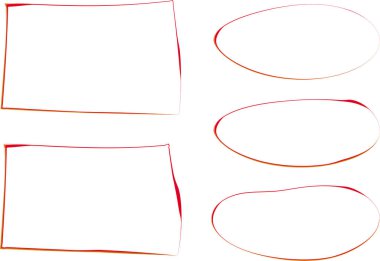 kırmızı turuncu düzensiz kareler ve oval çerçeveler