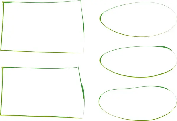 yeşil düzensiz kareler ve oval çerçeveler