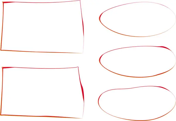 kırmızı turuncu düzensiz kareler ve oval çerçeveler