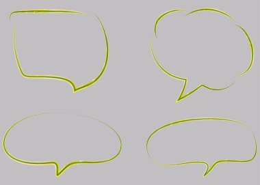 Parlak yeşil dekoratif karalama konuşma balonları