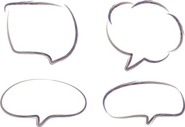 Gri kahverengi desenli dekoratif karalama konuşma balonları