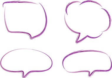 mor desenli karalama konuşma baloncukları